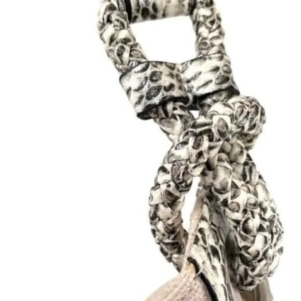Alfani Hillary Canvas Hobo Shoulder Bag in Linen Snakeskin New